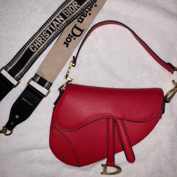 dior red saddle bag